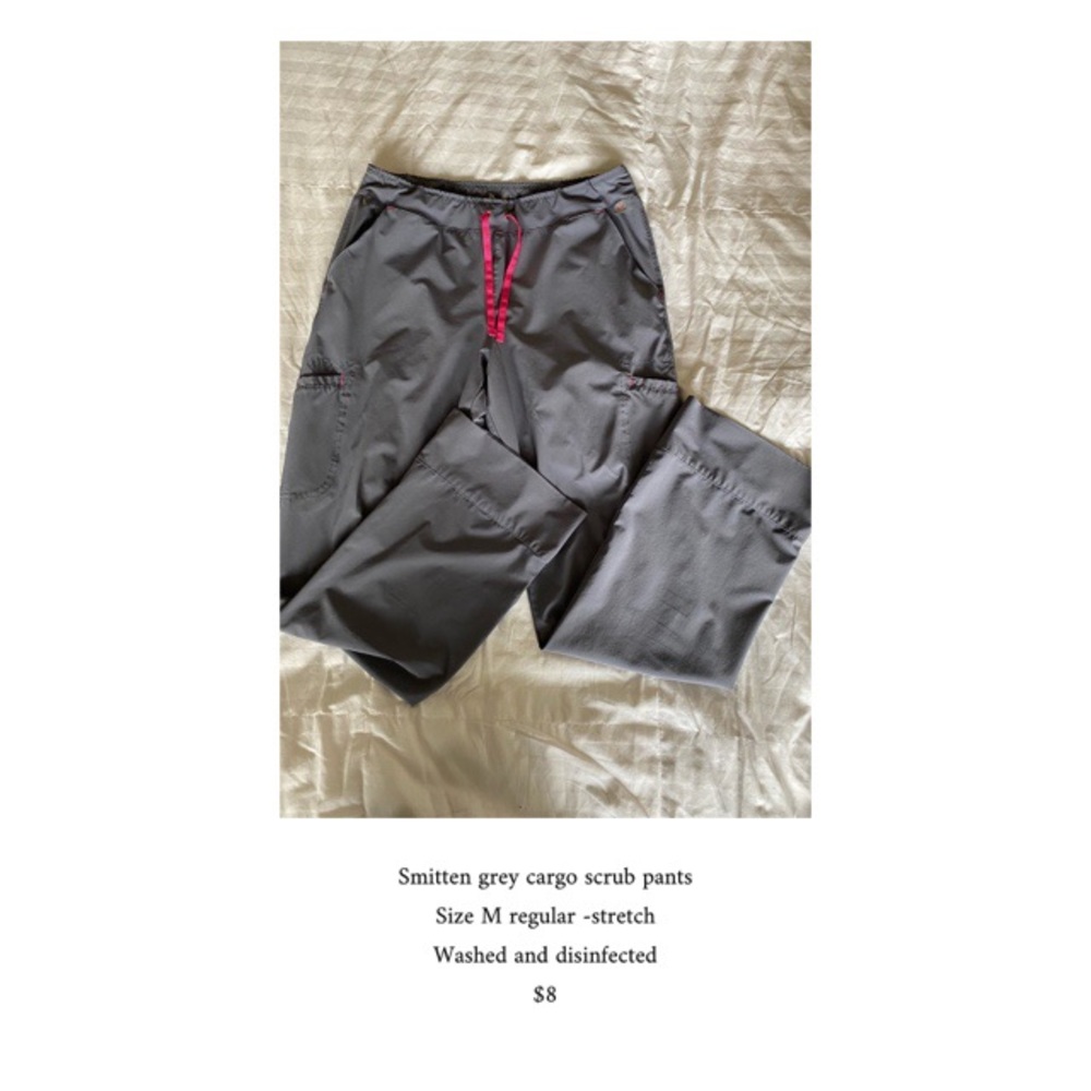 Grey cargo scrub pants